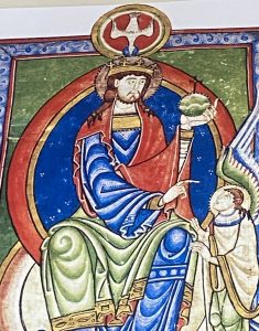 1804 - Deus Pai enviando o Anjo Gabriel para para a Anunciação - Manuscrito Shaftesbury Psalter - 1254 - British Library detalhe