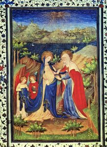 2328 - A Visitação - As Horas do Marshal Jean de Boucicaut - Biblioteca Nacional de Paris, França, c. 1405-08 - Museu Jacquemart