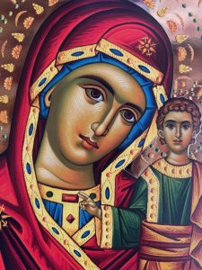 2802 - A Virgem de Kazan e o menino Jesus - Monastério da dormição de Theotokos, Parnes - detalhe