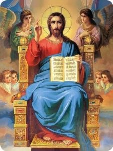 5386 - Jesus Cristo entronado envolto dos anjos - maravilhoso - Monastério Santa Elizabeth