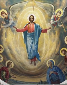 7587 - Detalhe de Jesus Cristo em Ascenção - Monastério Pantelemon - Monte Athos