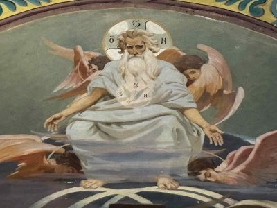 7706 - Deus Pai com anjos - Monastério San Andréas - Monte Athos - Grécia