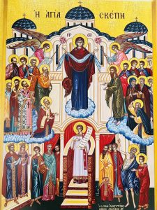 A Santa Proteção - Visão de Santo André - O Louco por Cristo da aparição na Igreja de Blachernae - Molos Locrido